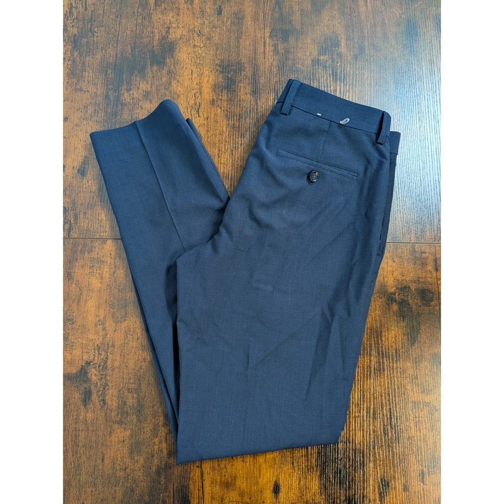 Express Mens 32x31 (Tag 30x32) Extra Slim Dress Pants Blue Polyester Wool‎ Blend